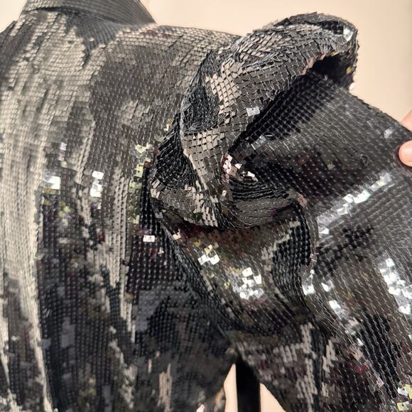 Saint Laurent Ruched Sequin Mini Dress Black Size 40F NWT $5,490 Rare Retro Glam - Picture 9 of 15